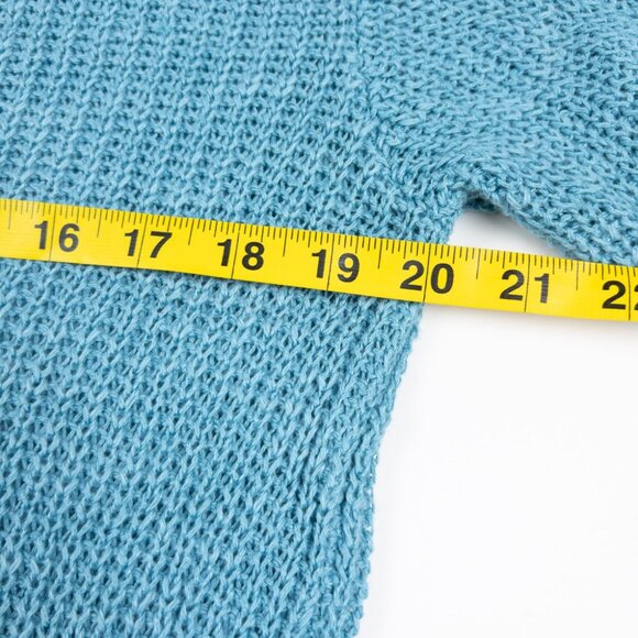 Faherty Miramar Linen Sweater Women's Small Aqua Blue Crew Neck Long Sleeve - Picture 13 of 13